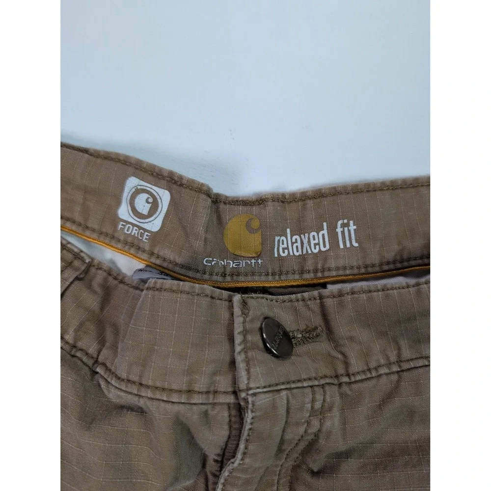 Carhartt Force Relaxed Fit Cargo Shorts Mens 34 Brown Ripstop Work Utility 9.5in